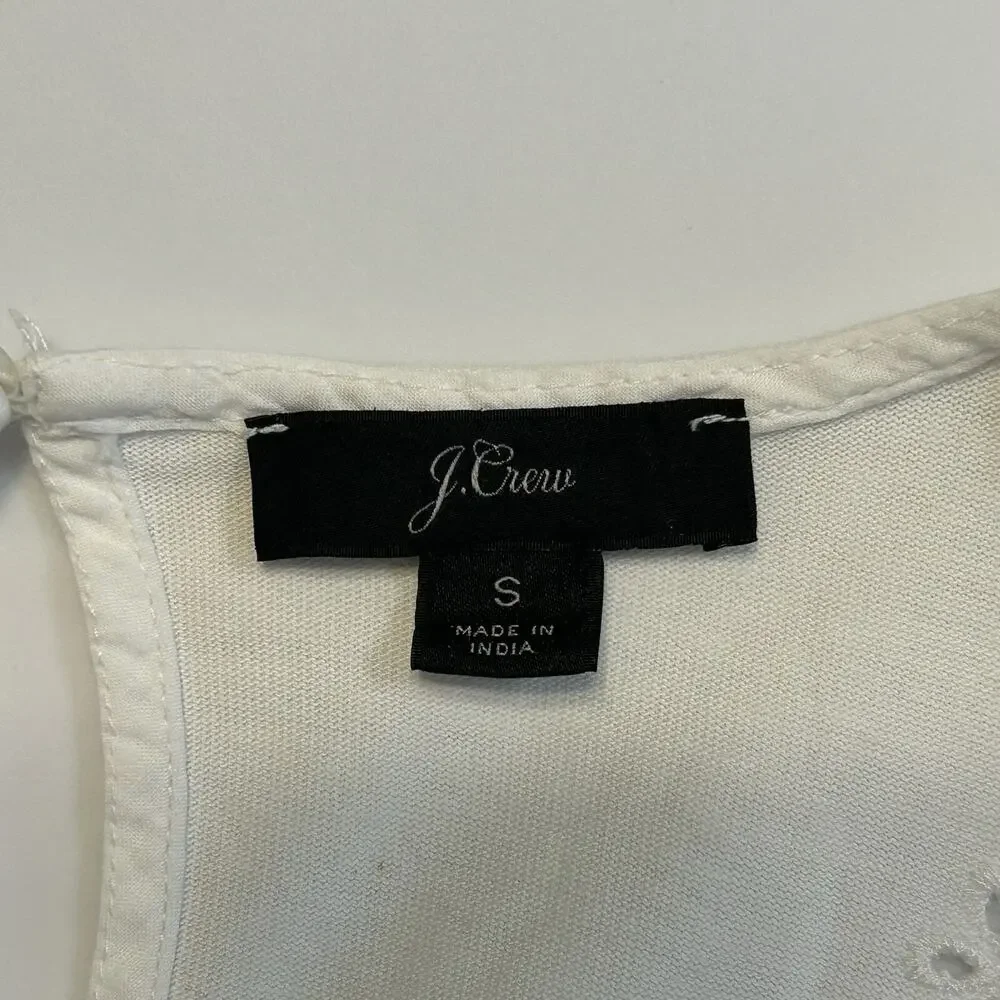 J Crew White Eyelet Trim Dress Sz S Beachy‎ Graduation Bridal Coastal Summer